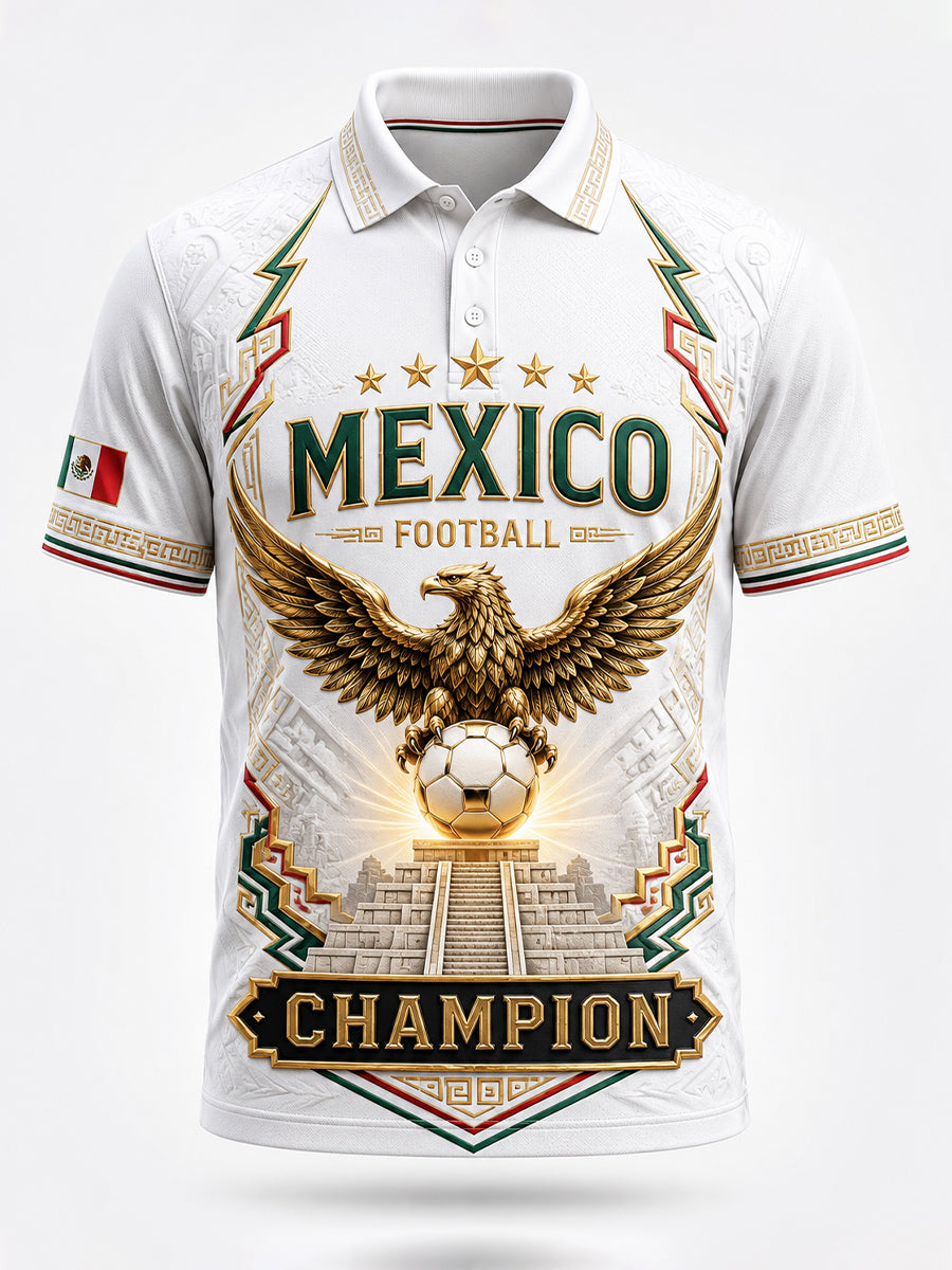 Men's Mexican Football Match Cheering Element Art Print Polo Shirt