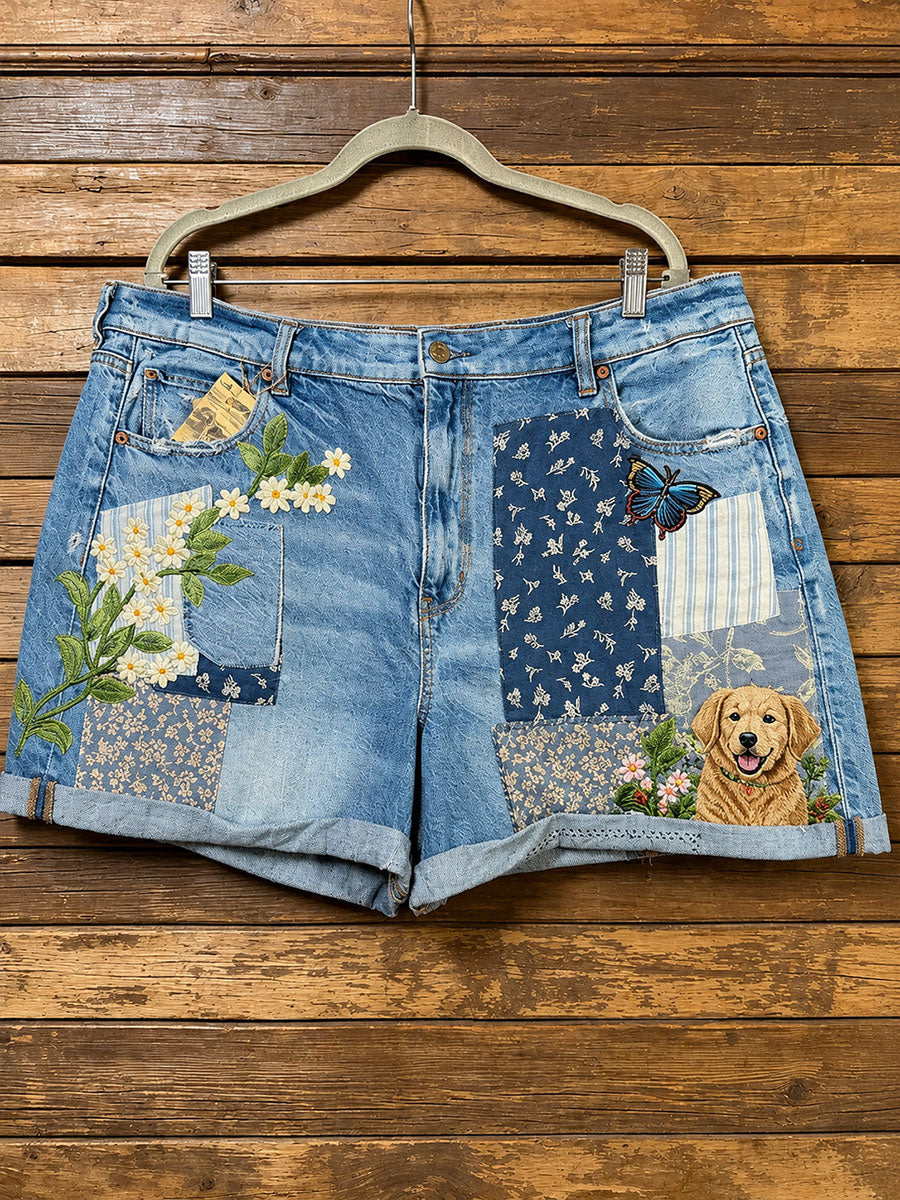 Women's Dog Art Print Casual Shorts