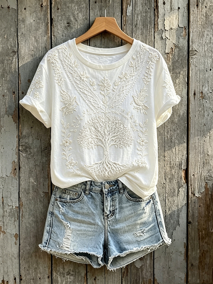 Women's Classy Tree Of Life Floral Print Short-sleeved T-shirt