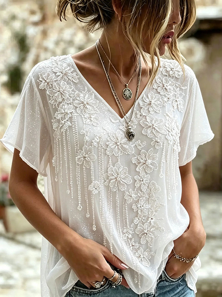 Women's elegant linen cotton top