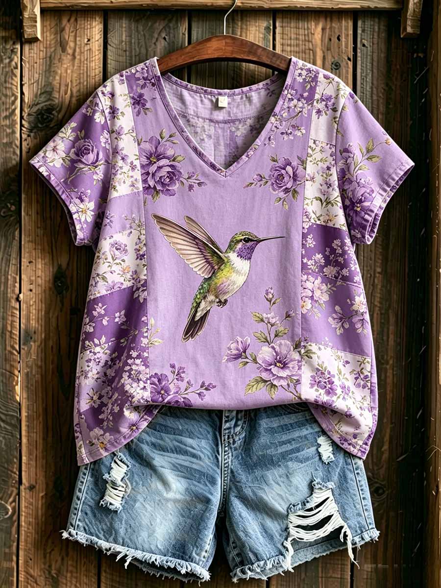Women's Purple Alzheimer's Awareness Print T-Shirt