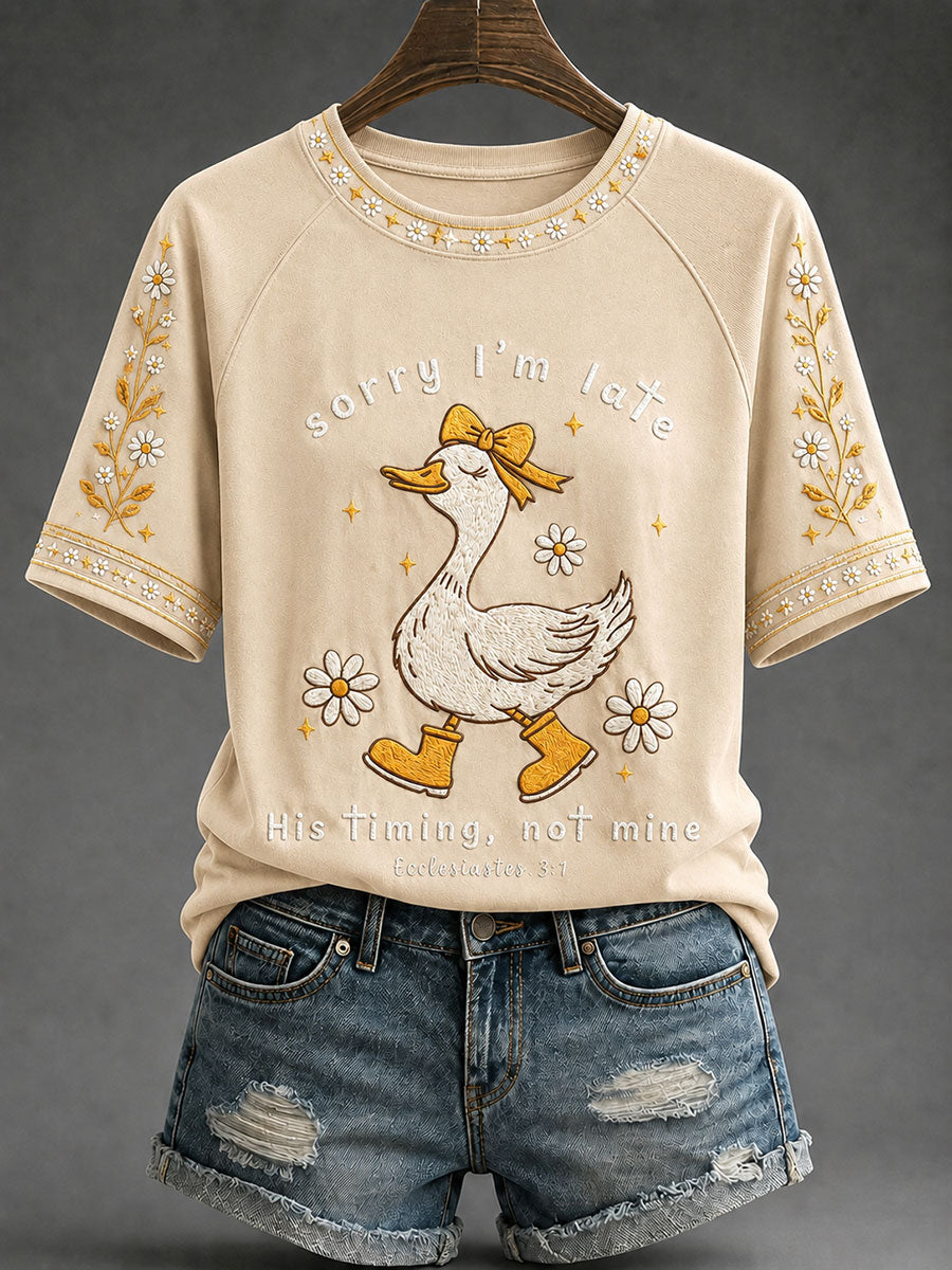 Women's 'Sorry I'm Late' Print Casual T-Shirt
