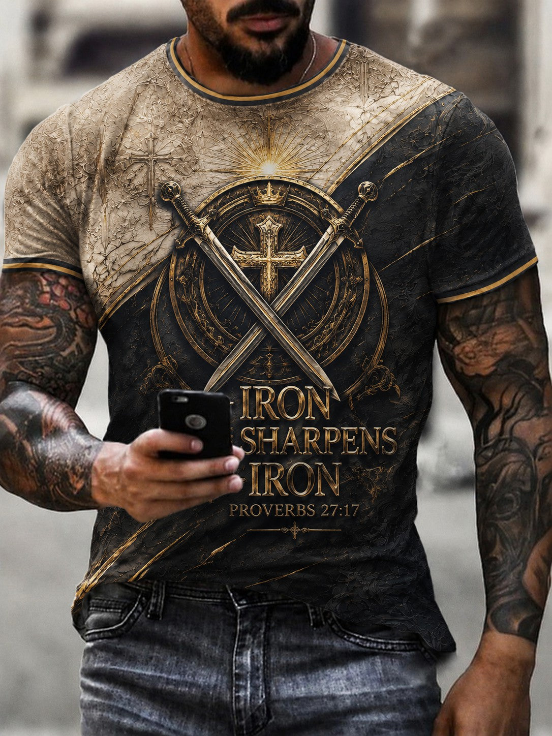 Men's Iron Sharpens Iron 27:17 Printed T-shirt