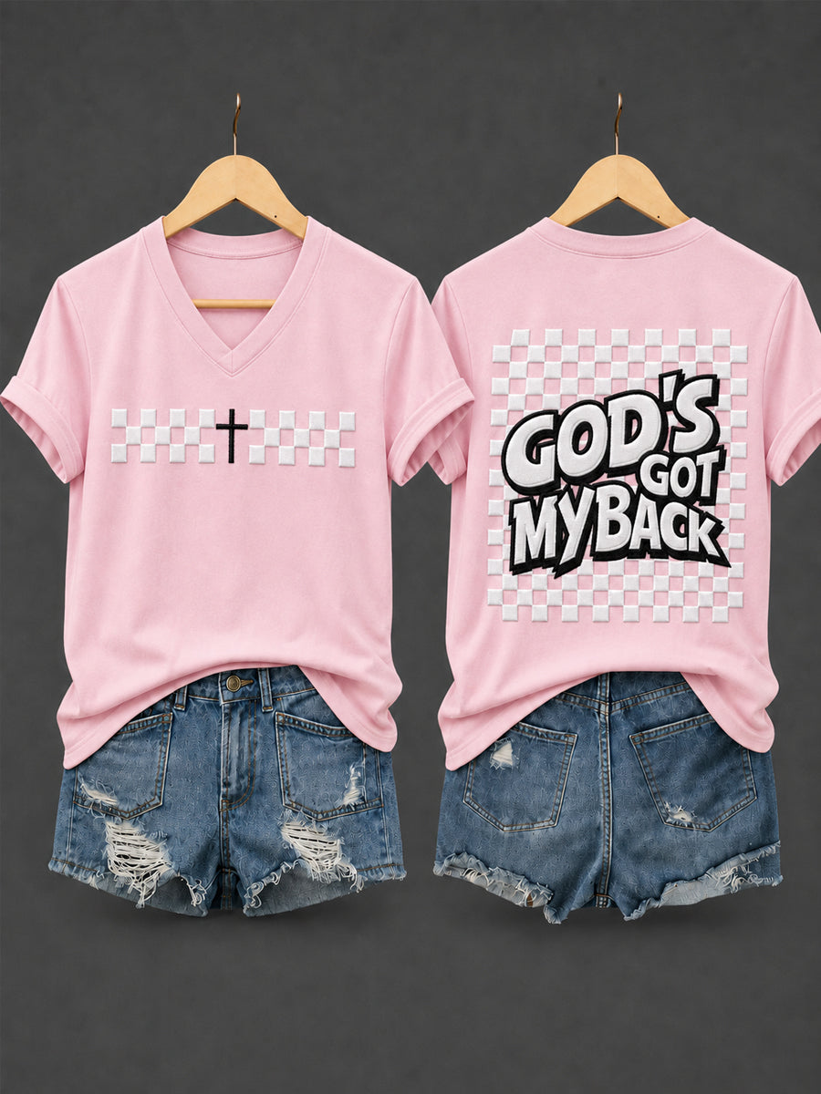 Women's Christian GOD'S GOT MY BACK CROSS Short Sleeve T-shirt