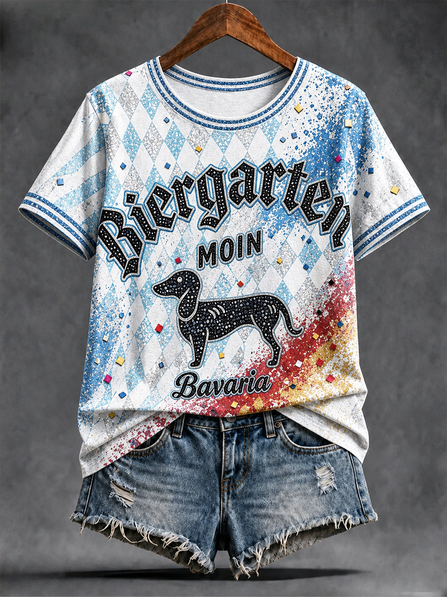 Women’s Bavarian Dachshund Print Casual T-shirt