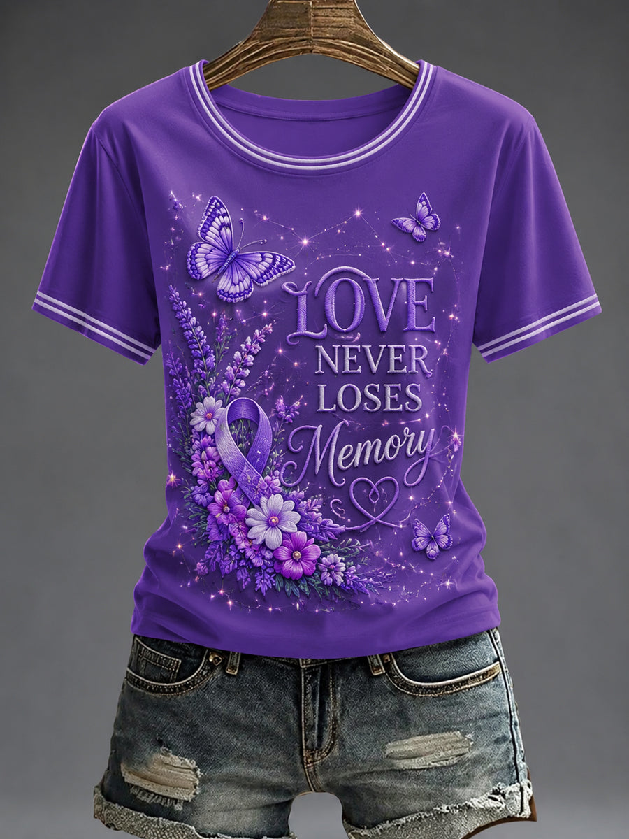 Women's Purple Flora Art Printed T-shirt