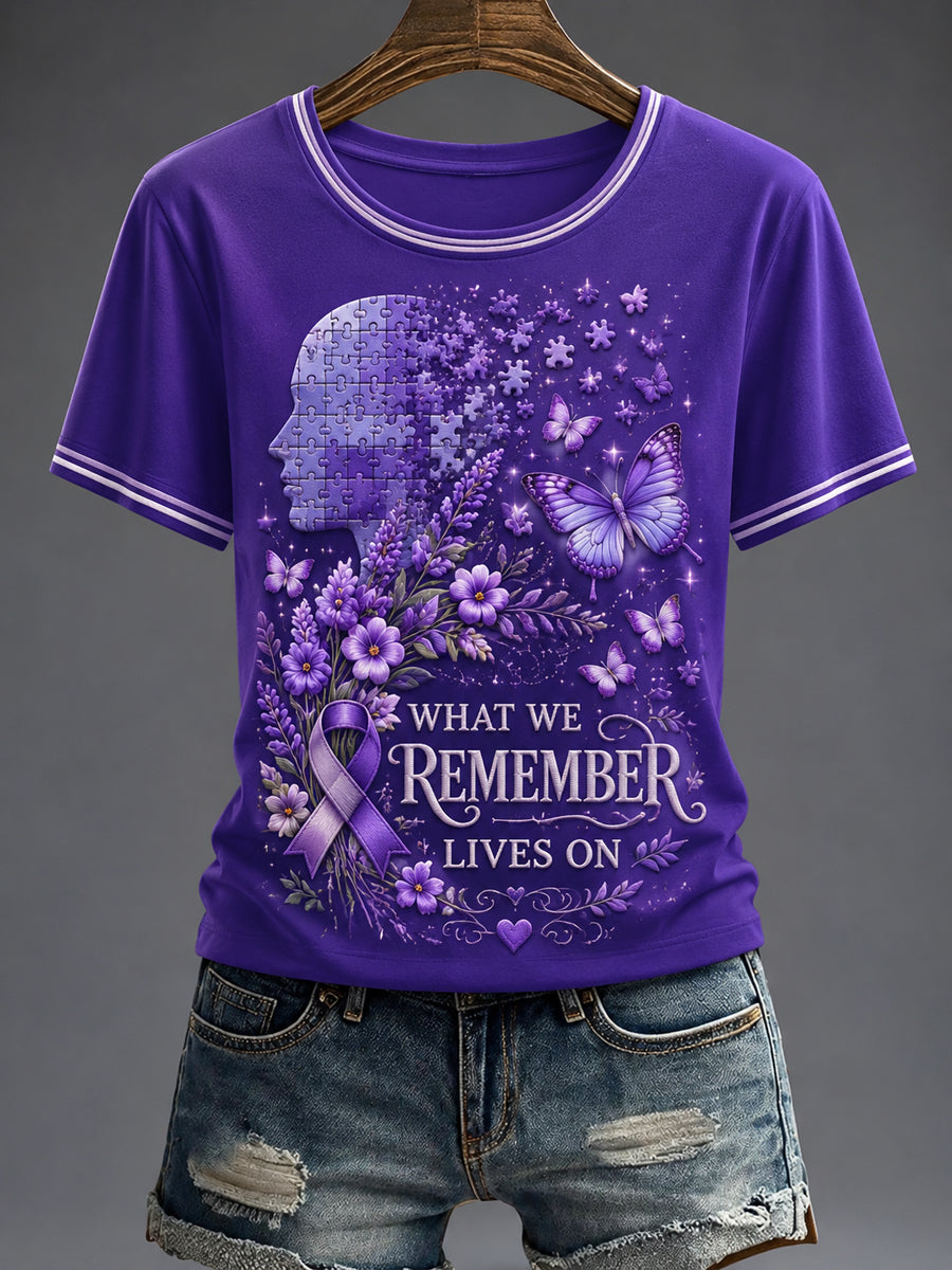 Women's Purple Flora Art Printed T-shirt
