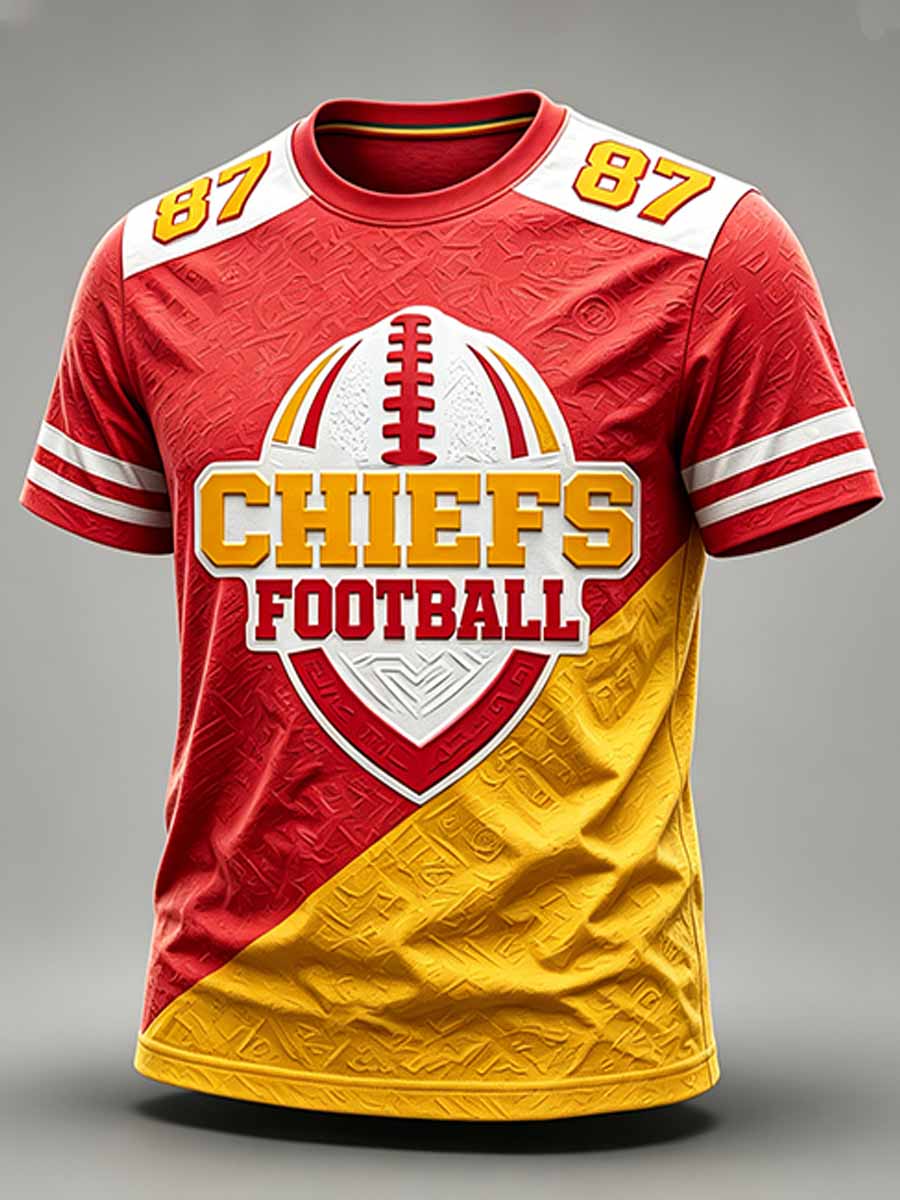 Men's Kansas City Chiefs Football Print Casual T-Shirt