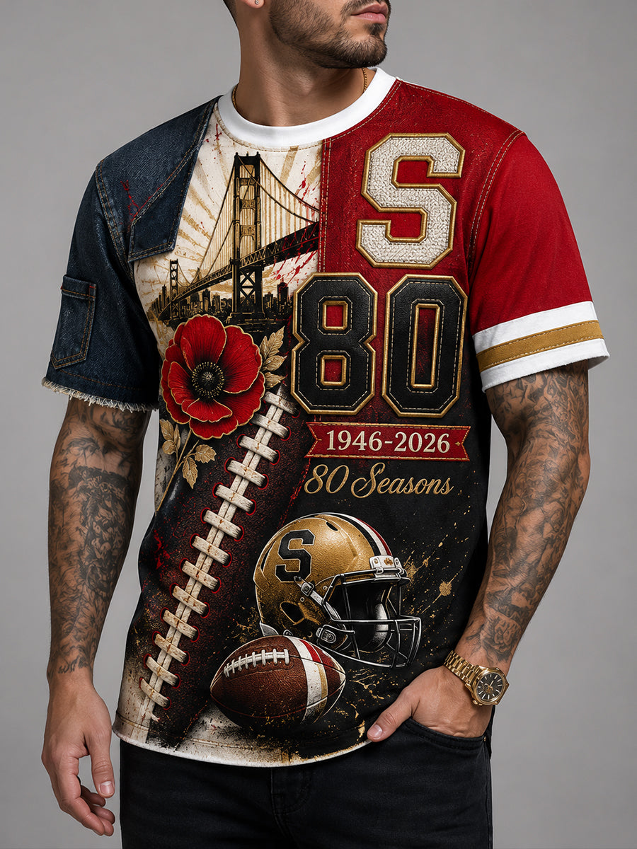 Men's San Francisco 49ers 80th Anniversary Art Print T-shirt