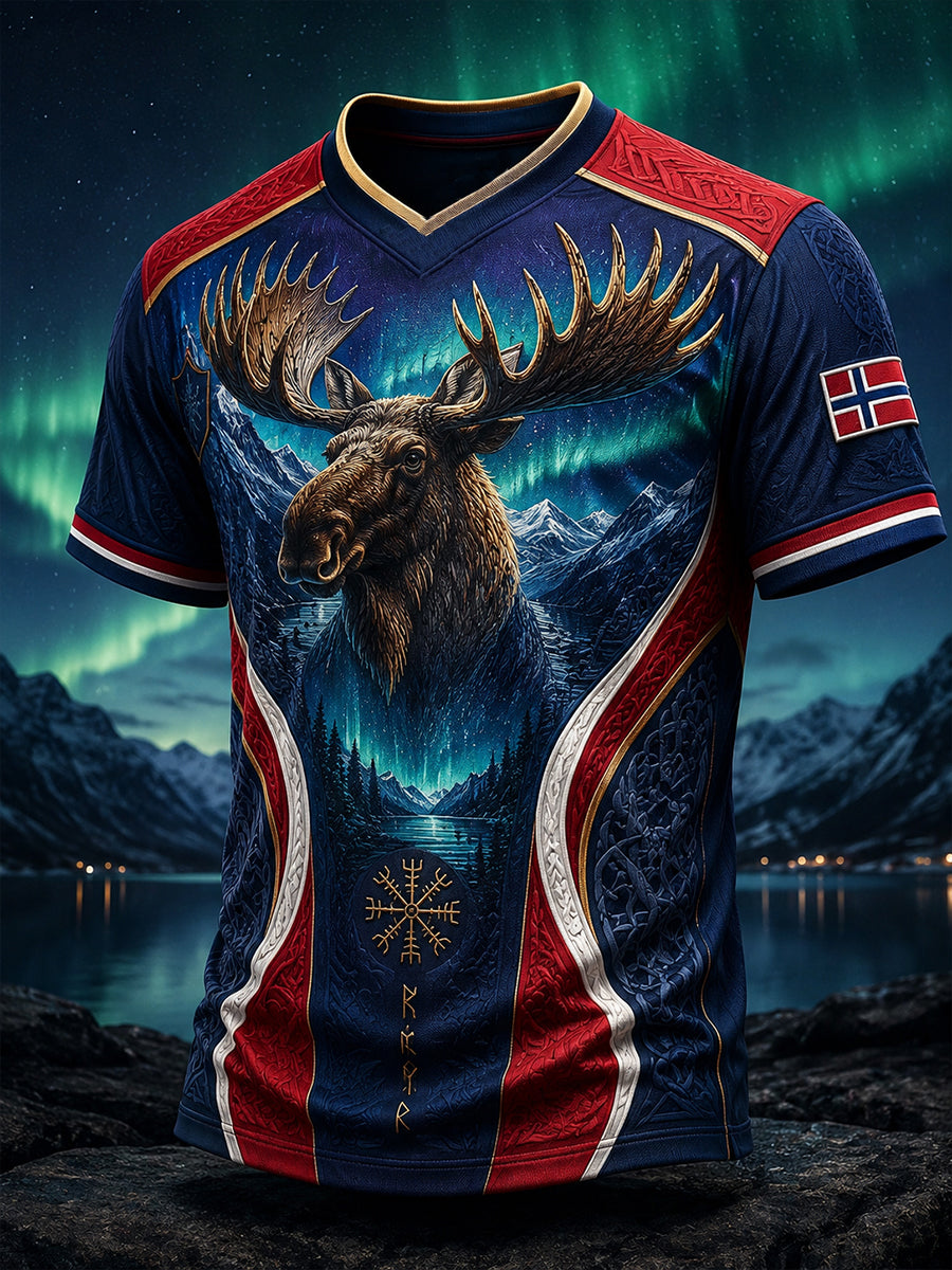 Retro Norwegian Animal Nordic Art Print Casual T-Shirt