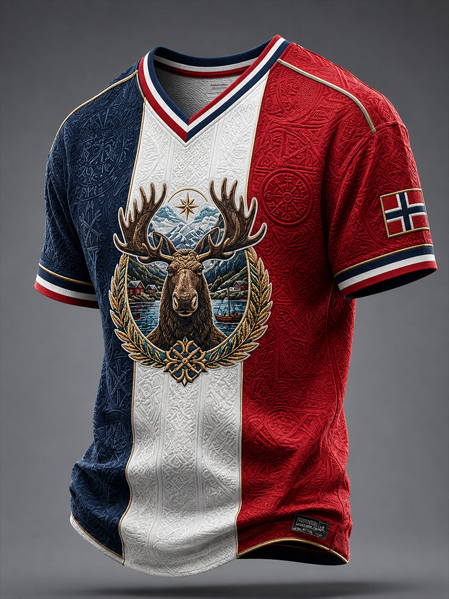 Retro Norwegian Animal Nordic Art Print Casual T-Shirt