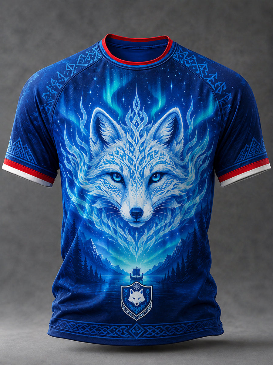 Retro Norwegian Animal Nordic Art Print Casual T-Shirt