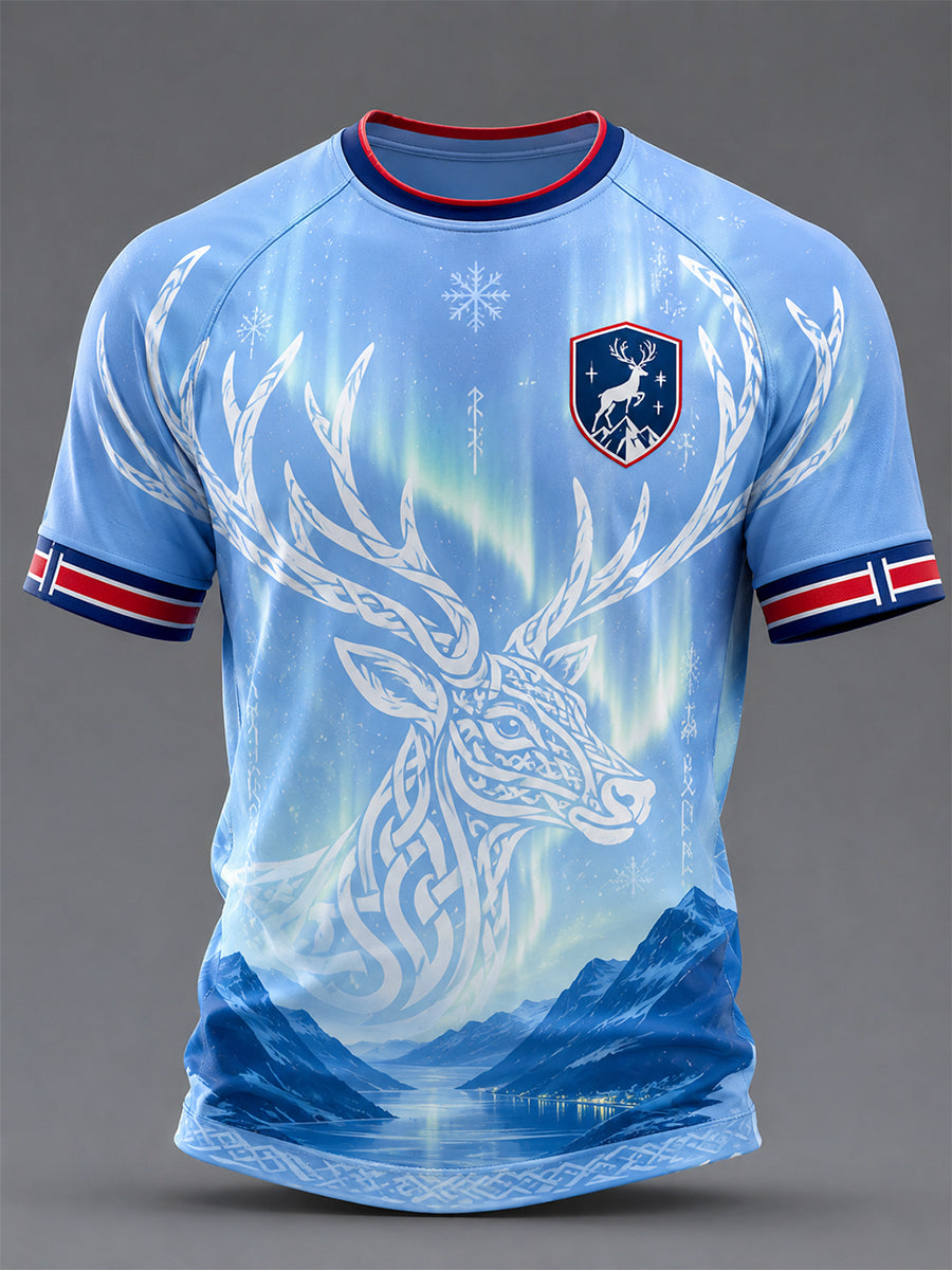 Retro Norwegian Animal Nordic Art Print Casual T-Shirt