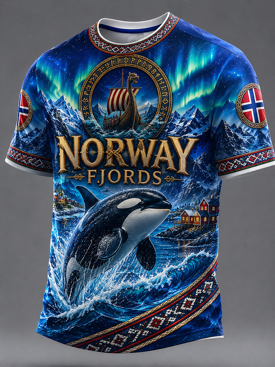 Retro Norwegian VikingScandinavianNordic Style Graphic Casual T-Shirt