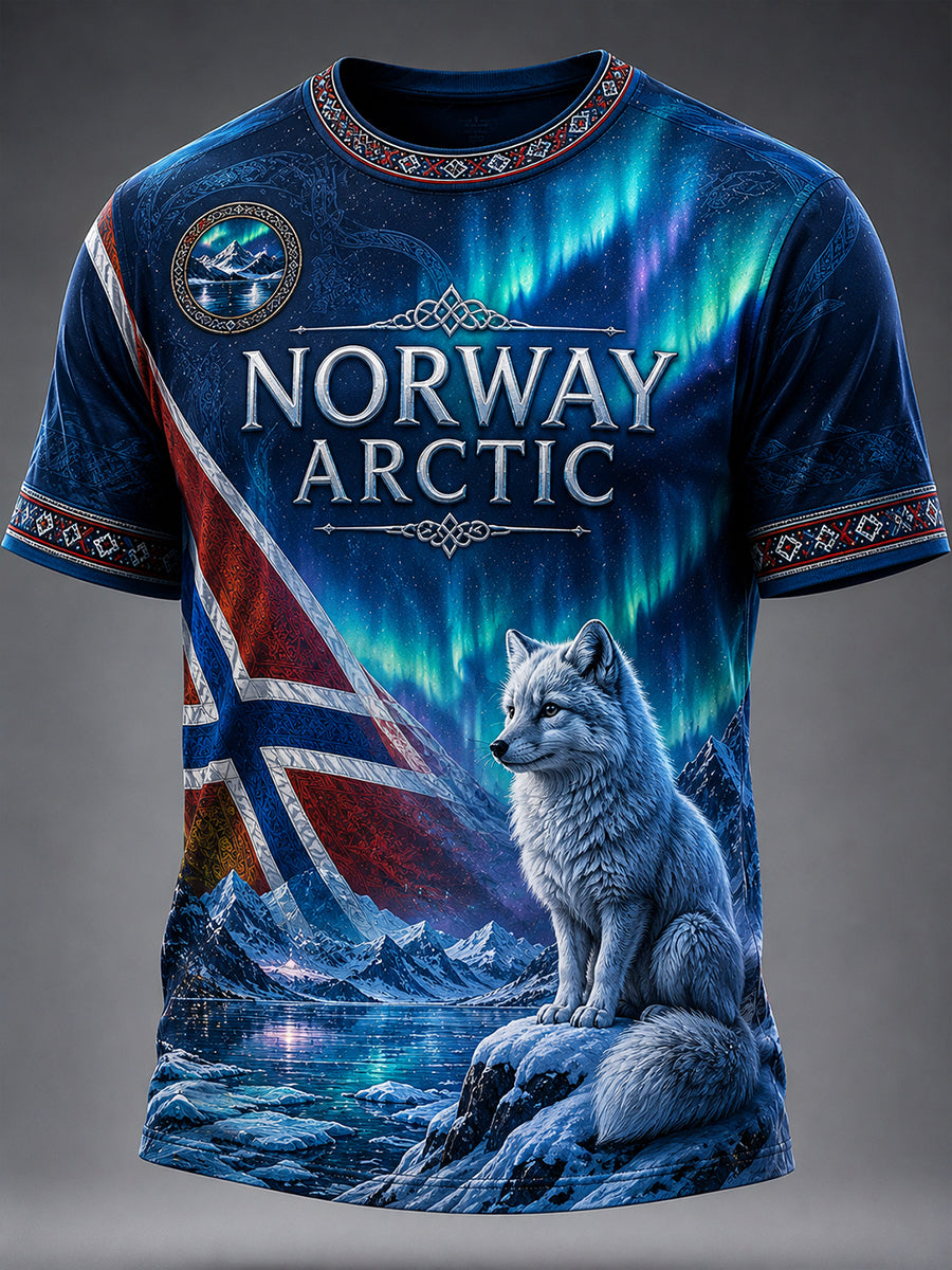 Retro Norwegian VikingScandinavianNordic Style Graphic Casual T-Shirt
