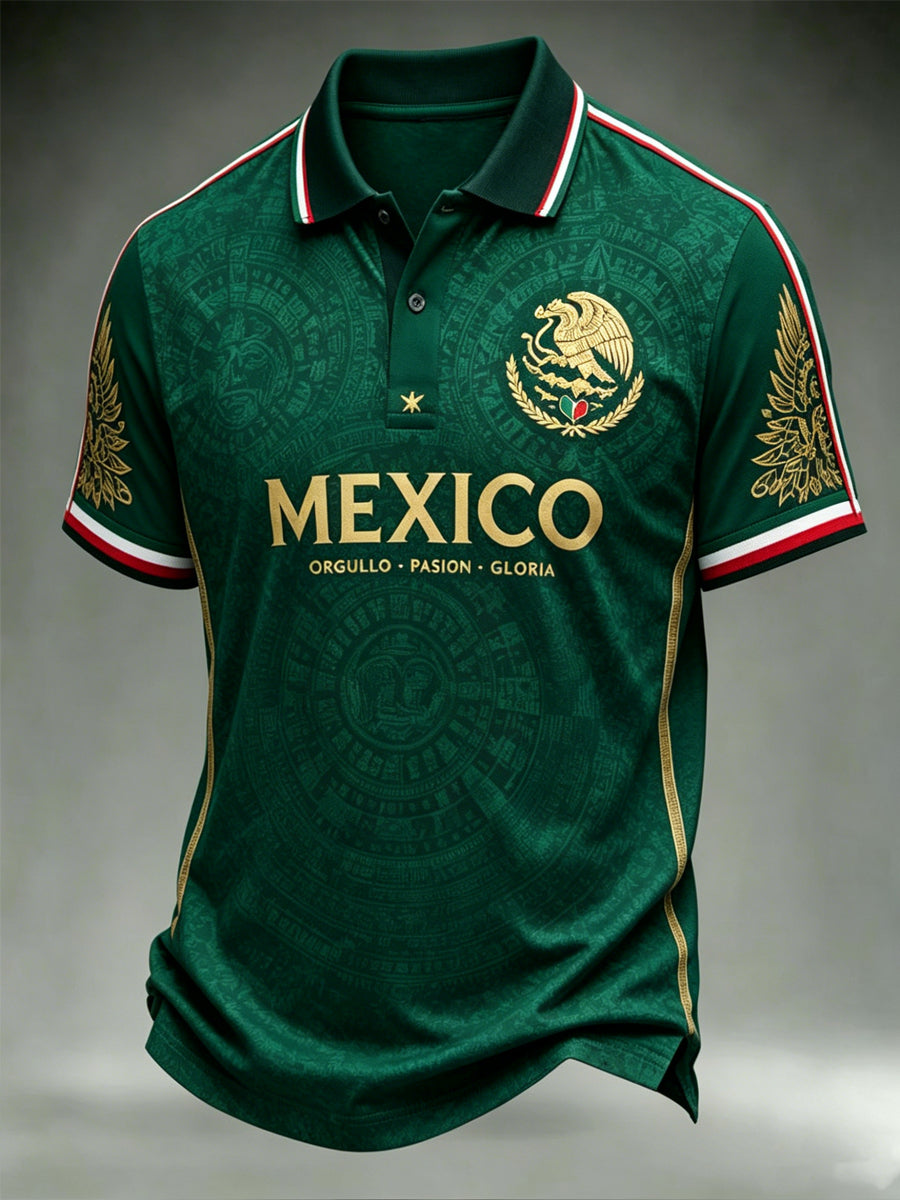 Men’s Mexican Independence Day Printed Casual Short-Sleeve Polo Shirt