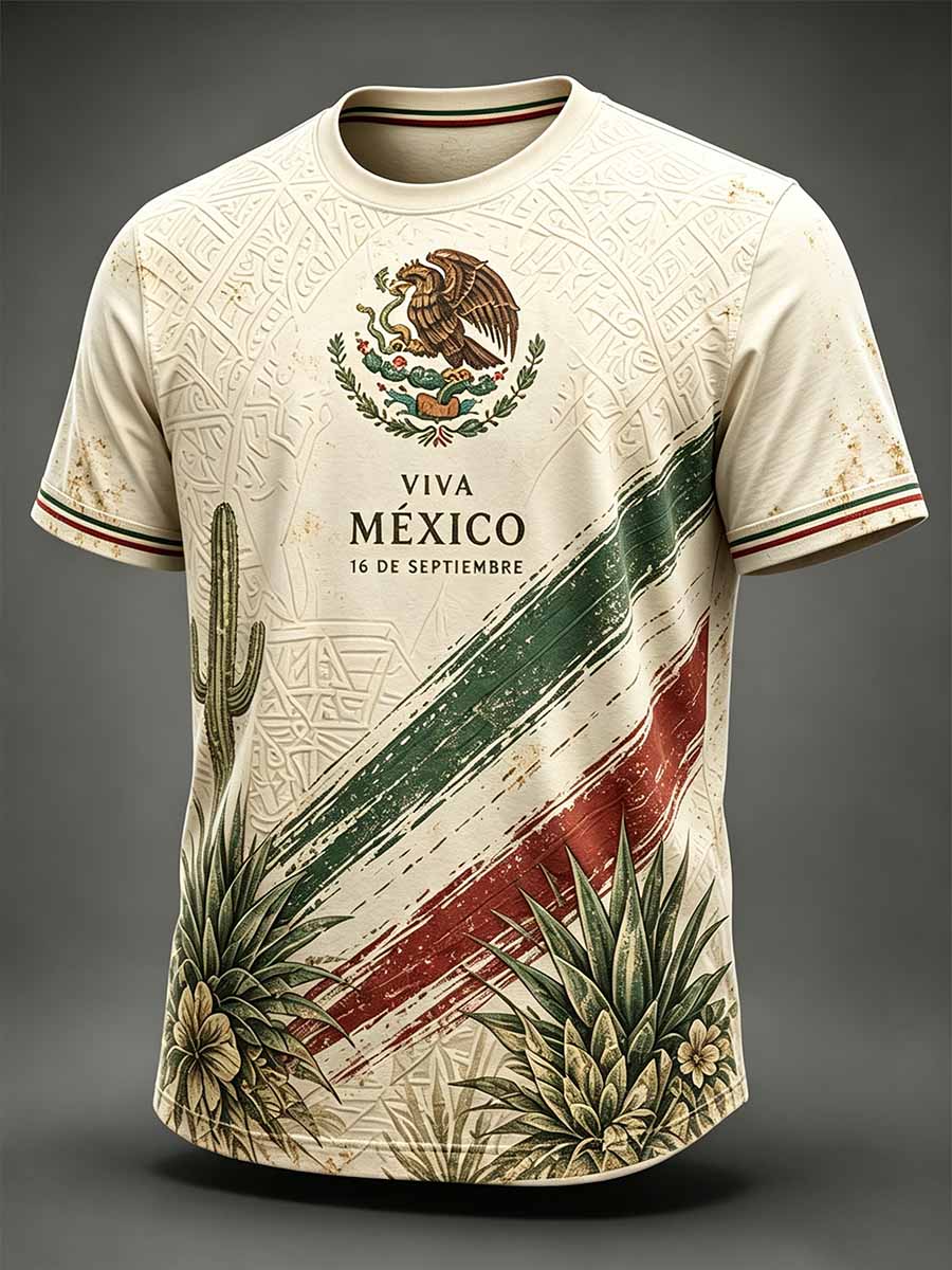 Men's Mexican Independence Day Printed Casual T-Shirt