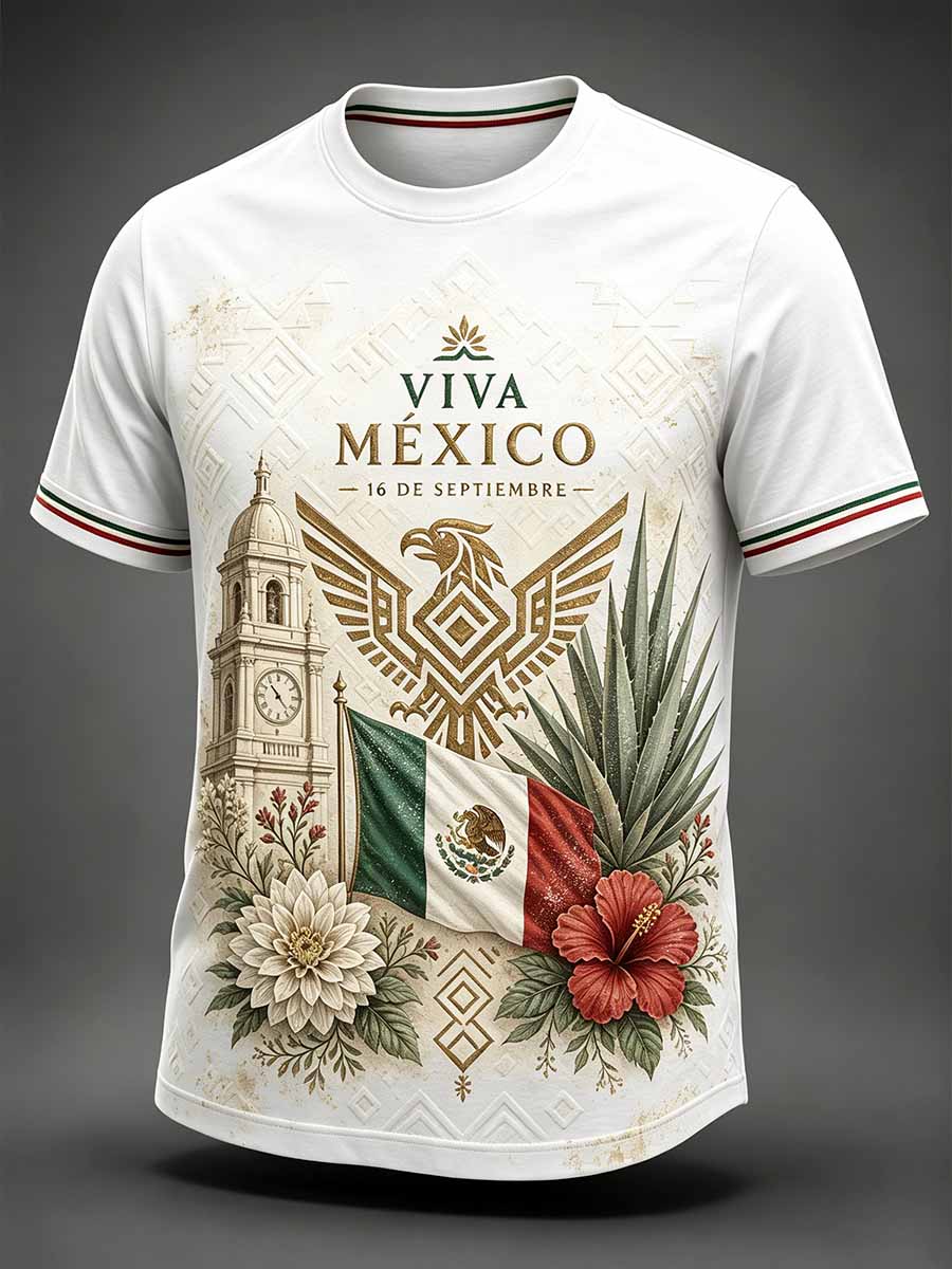 Men's Mexican Independence Day Printed Casual T-Shirt