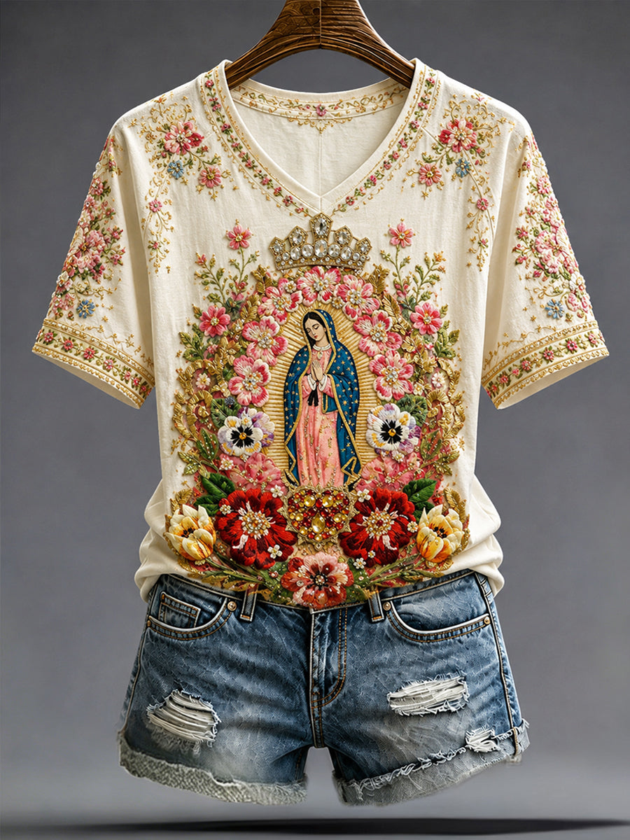 Women's Mexico Assumption of Mary Art Printed T-shirt