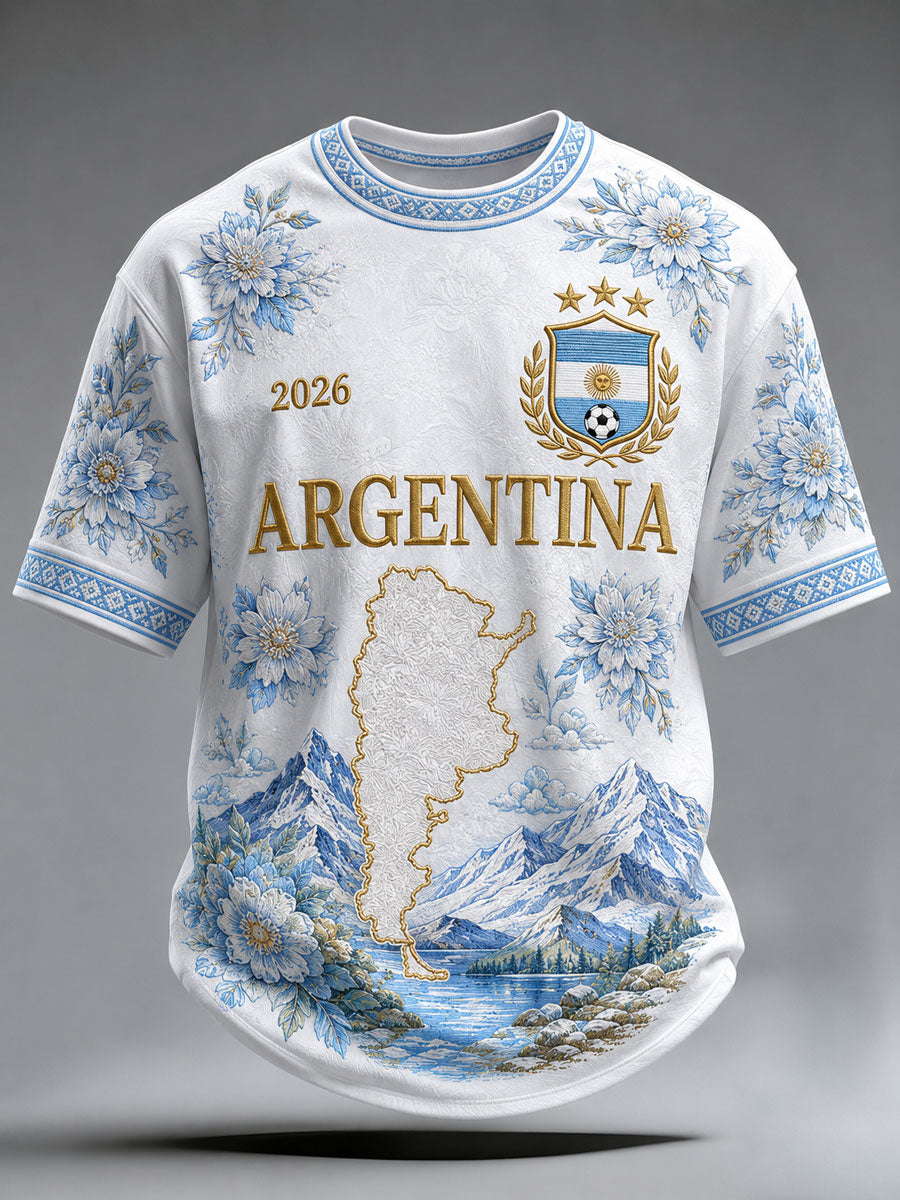 Men's Argentina Football Print Casual T-shirt