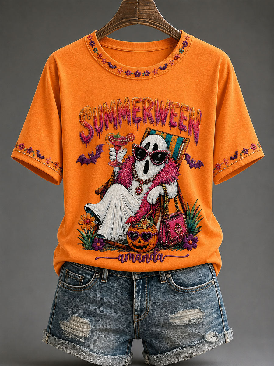 Women's Summerween Print Casual T-Shirt