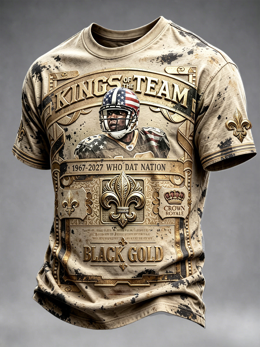 Men’s New Orleans Saints Retro Print Casual T-shirt