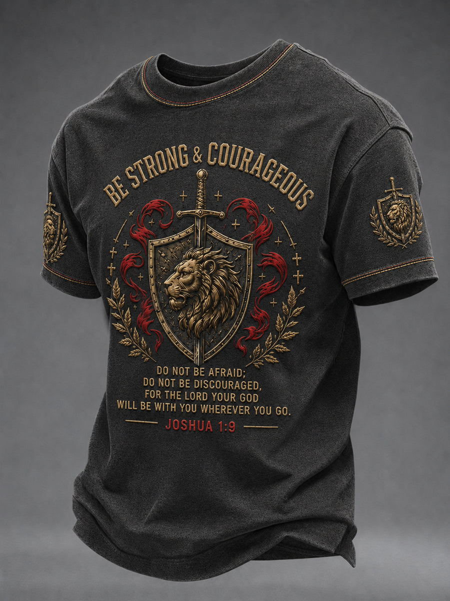 Men's Christian Be Strong & Courageous Cross Short-sleeved T-shirt