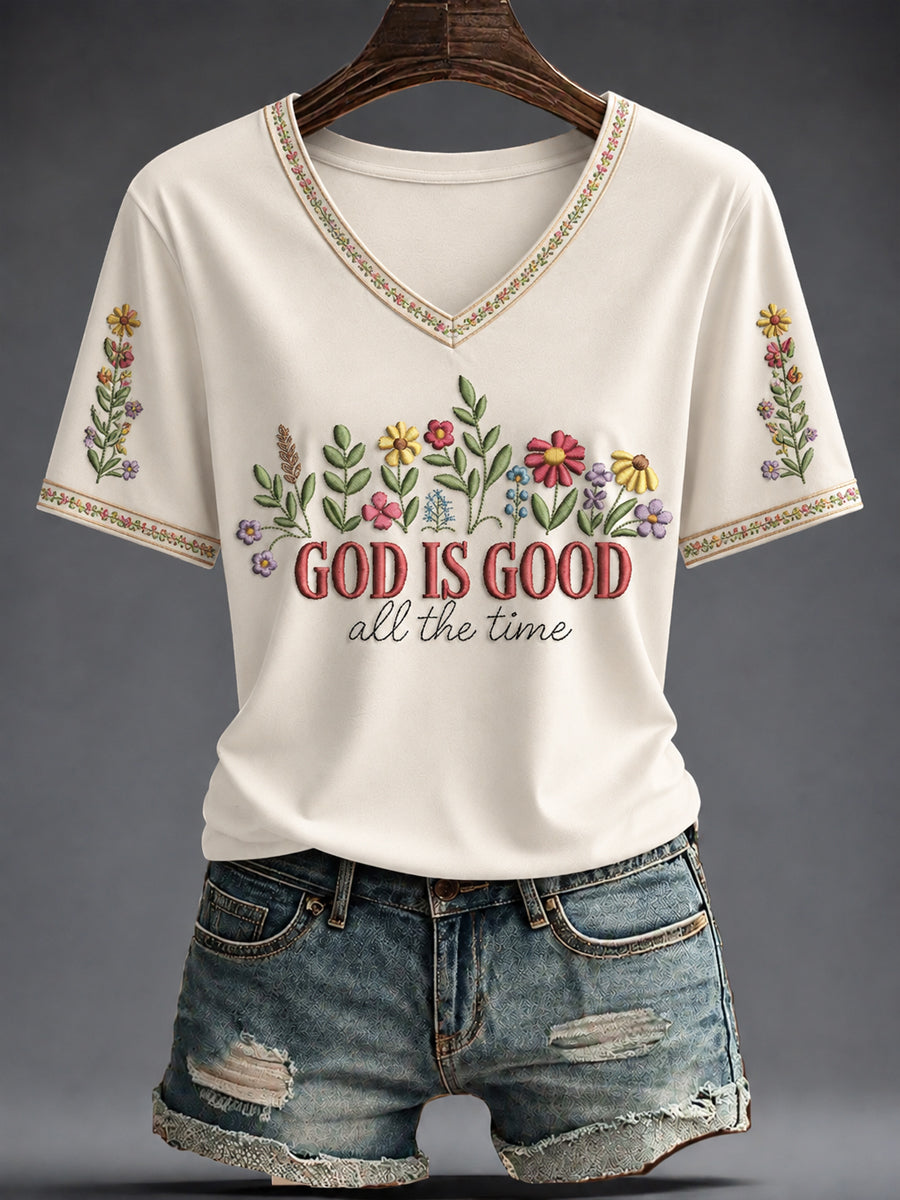 Women's Faith Printed V-neck T-shirt