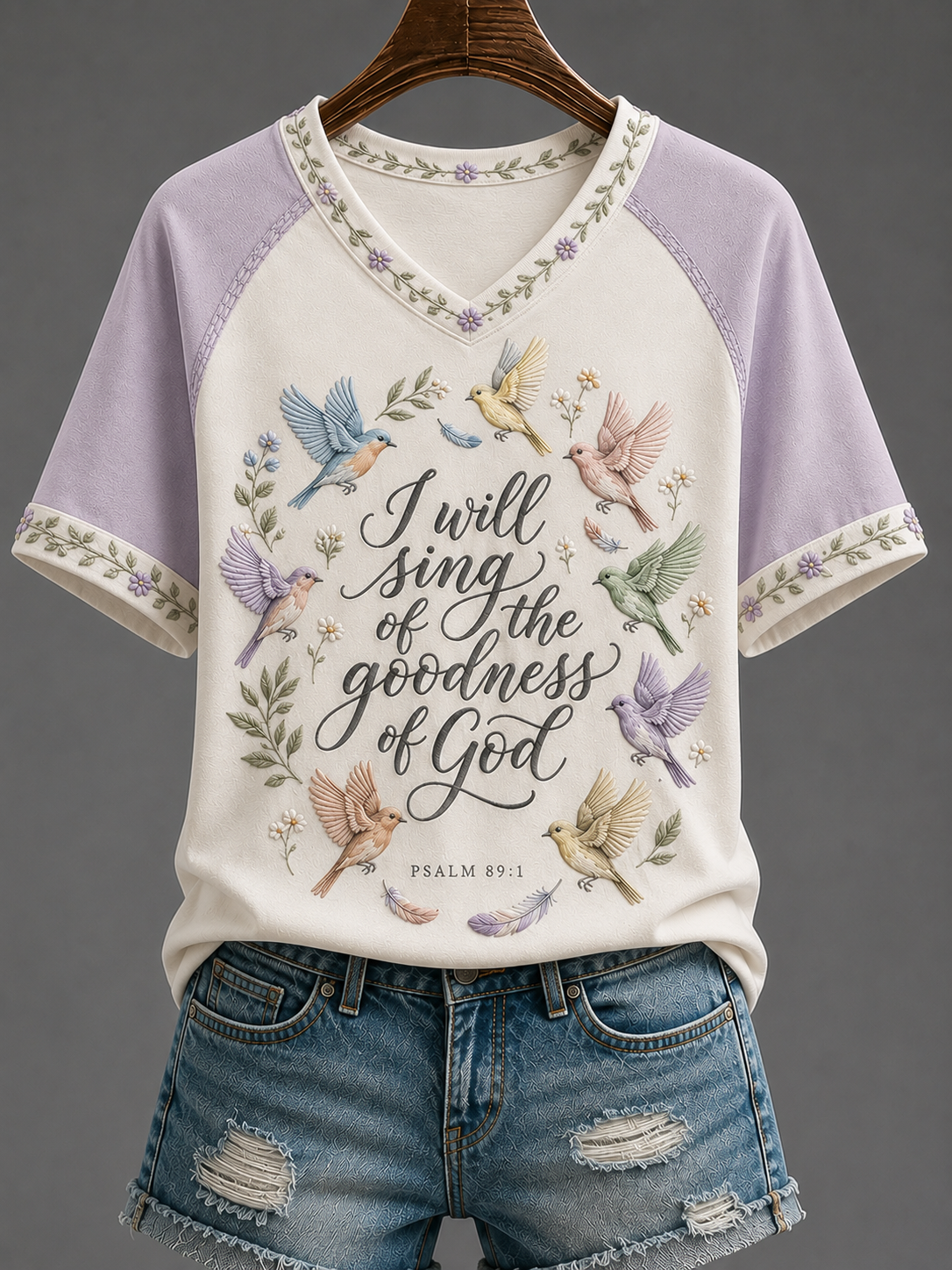 Women's Faith V-neck Off-shoulder Short-sleeved T-shirt
