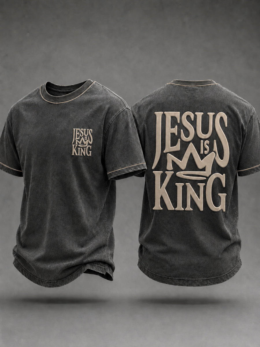 Men's Christian Jesus Is King Cross Short-sleeved T-shirt