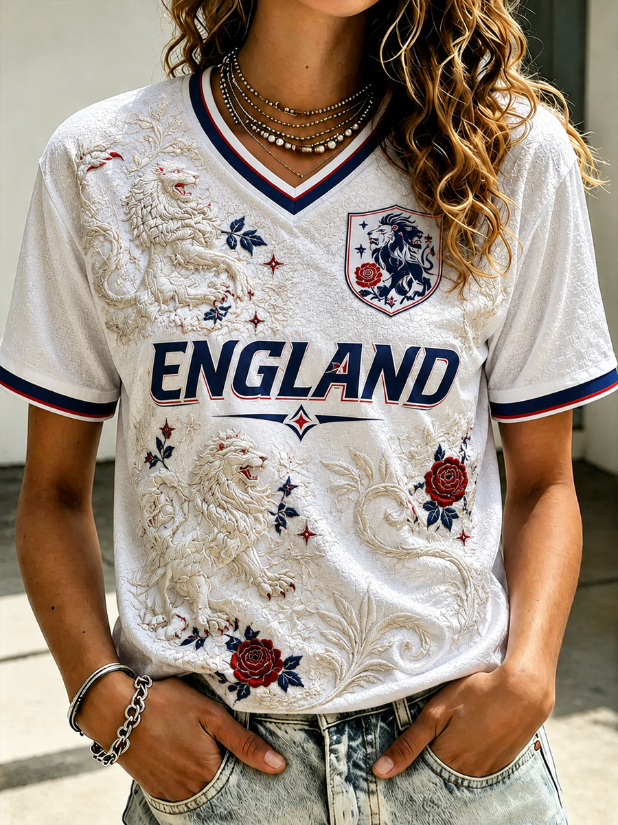 Women's Tudor rose print short-sleeved T-shirt