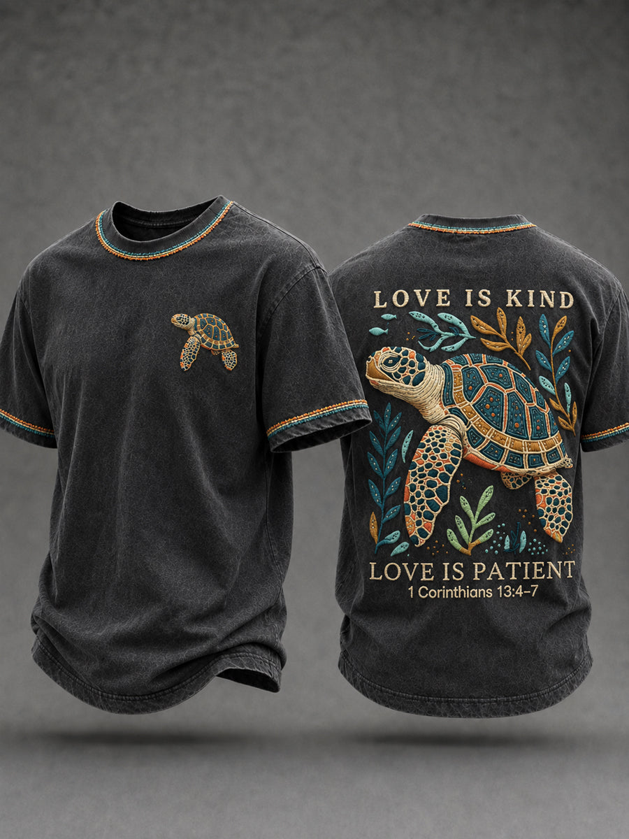 Men's Christian Love Is Kind Double Sided Short Sleeve T-shirt