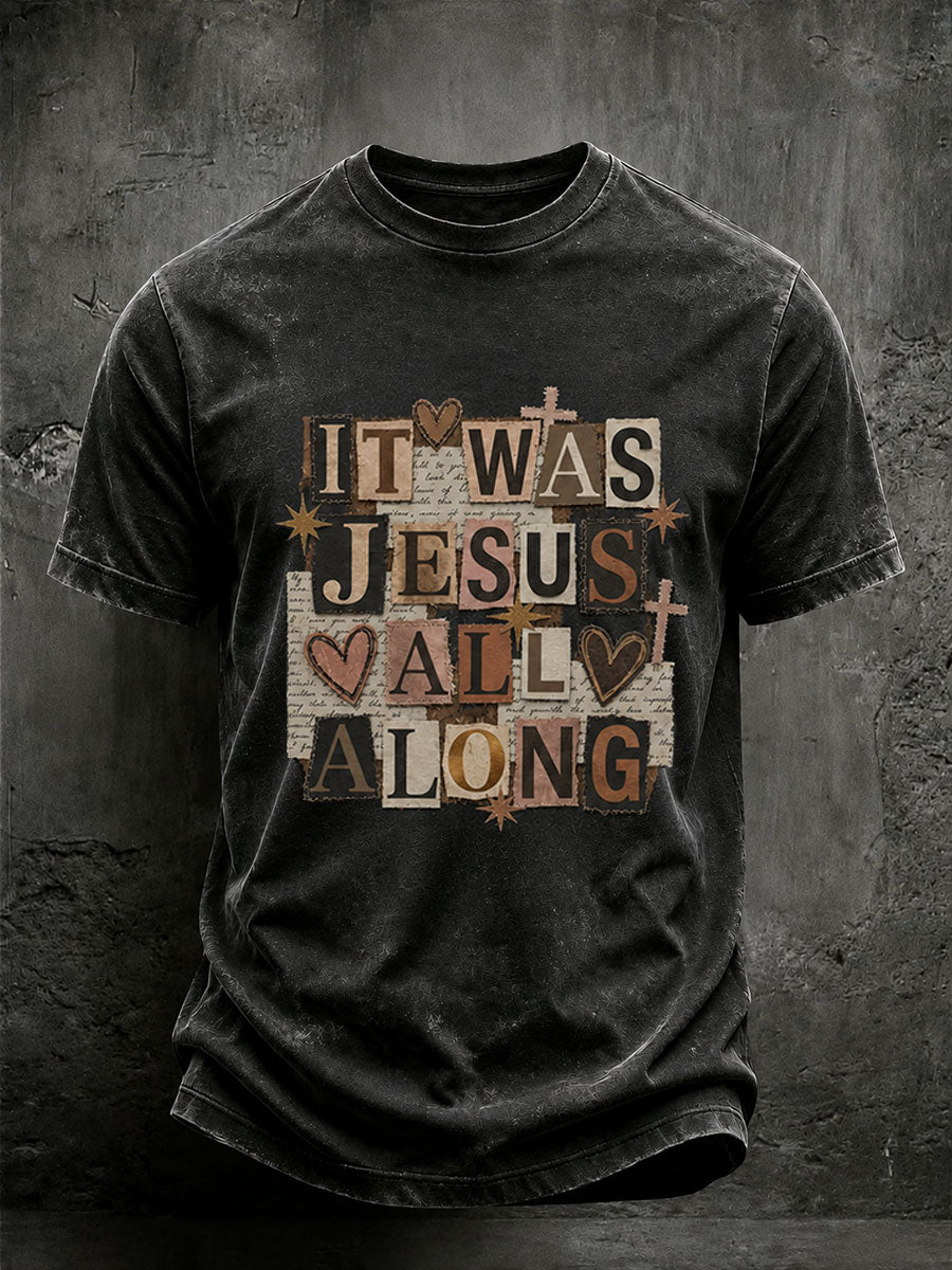 Men's 'It Was Jesus All Along' Printed Casual T-Shirt