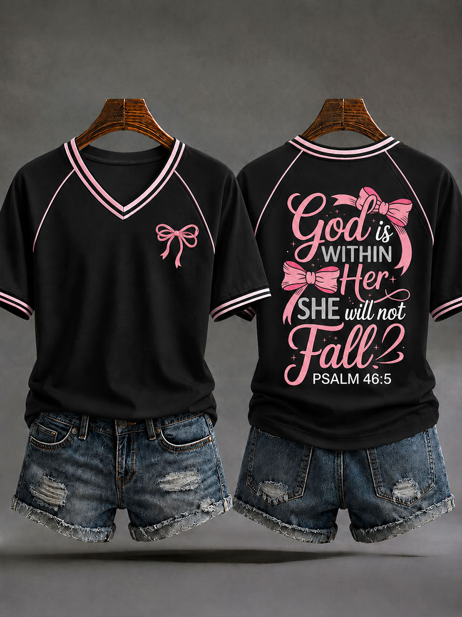 Women's 'God Is Within Her She Will Not Fall 'Printed Casual T-shirt