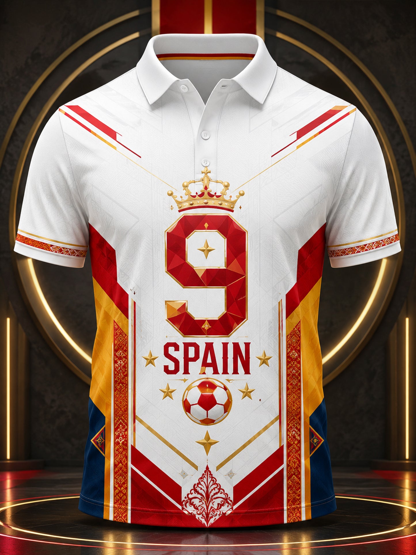 Men's Spanish Football Match Cheering Element Art Print Polo Shirt