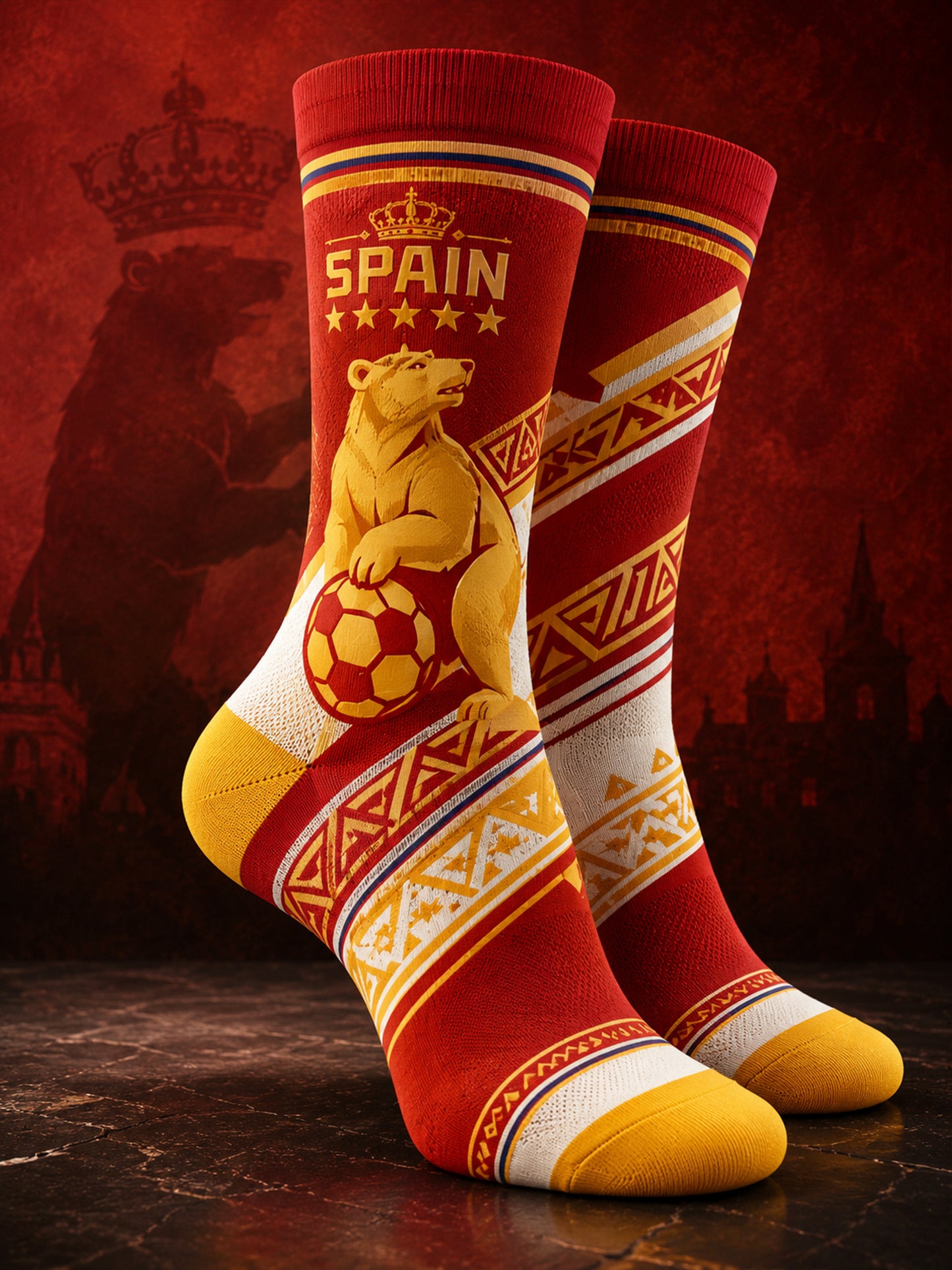 Unisex Spanish Football Match Cheering Socks With Artistic Prints