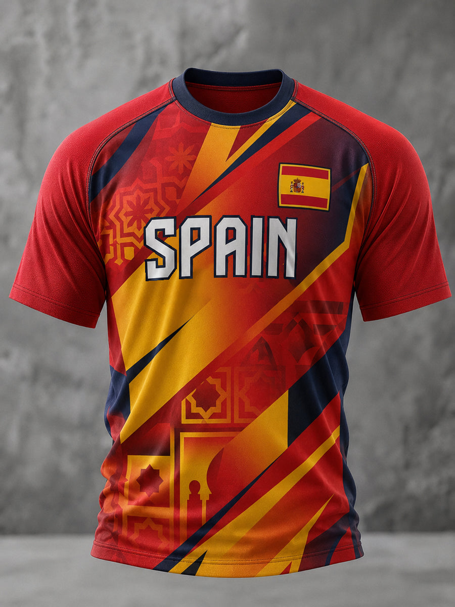 Men's Spanish Football Printed Casual short sleeves t-shirt