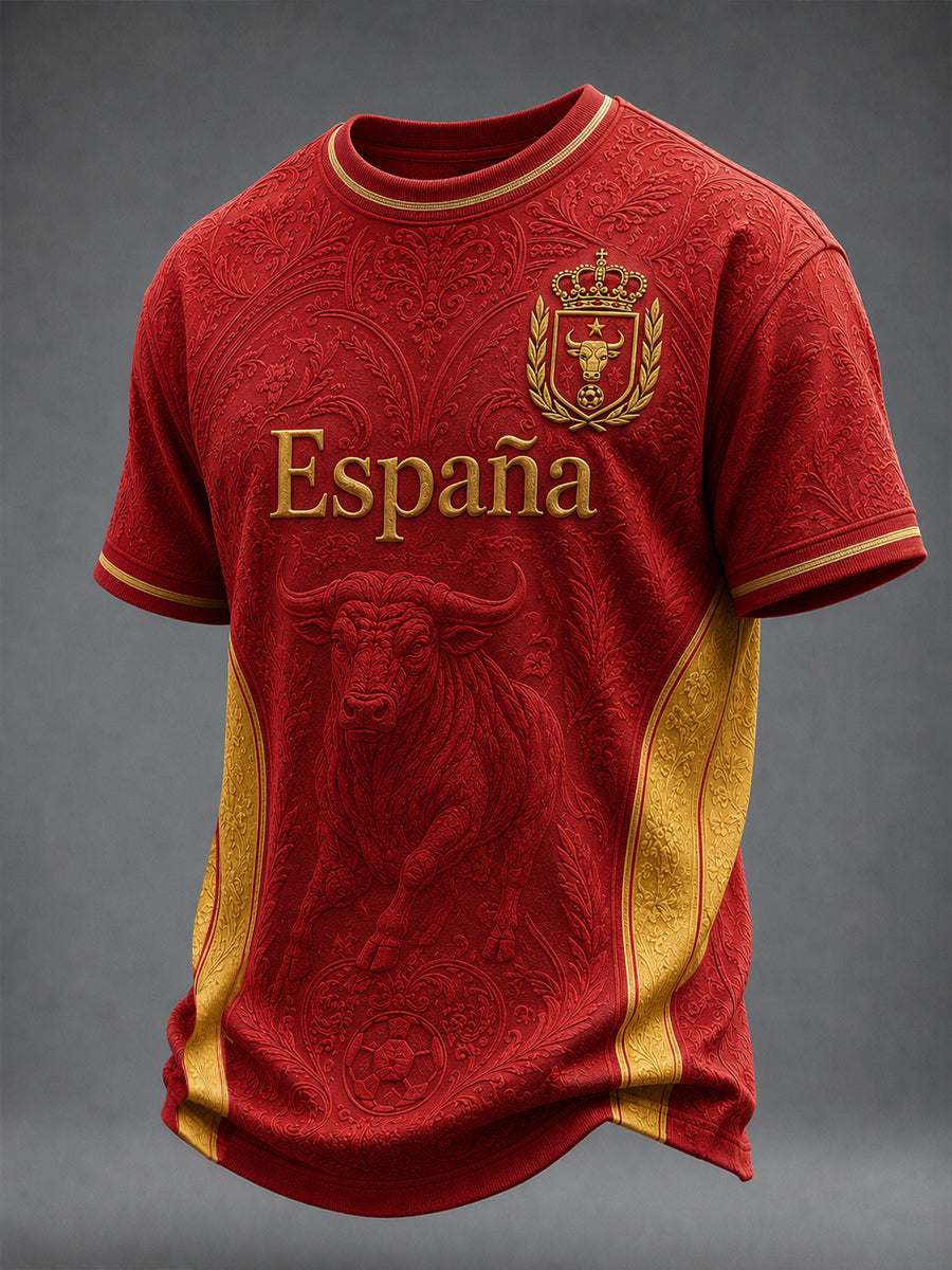 Men's Spanish Football Printed T-shirt