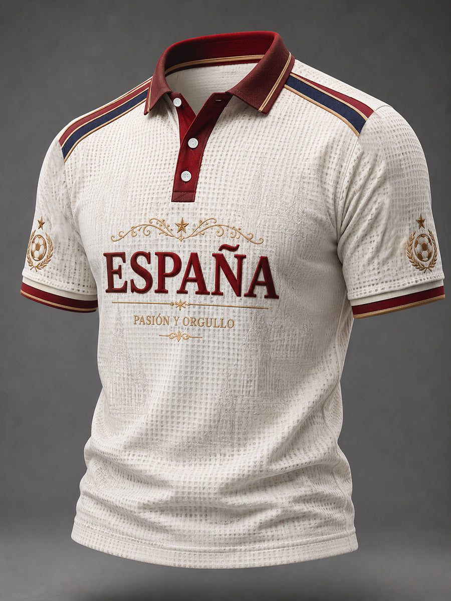 Men's Spanish Football Print Casual Top