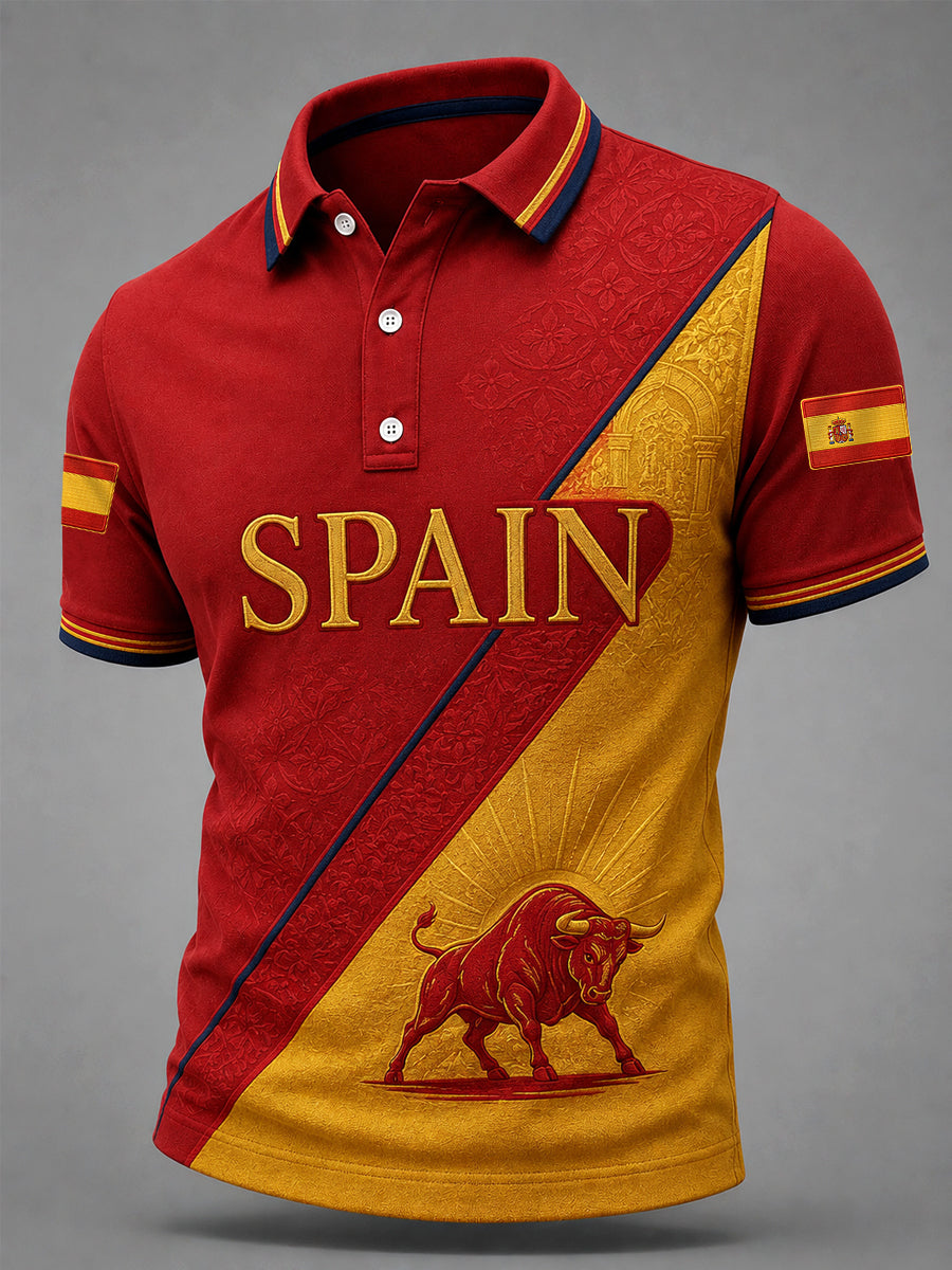 Men's Spain Print Casual Polo