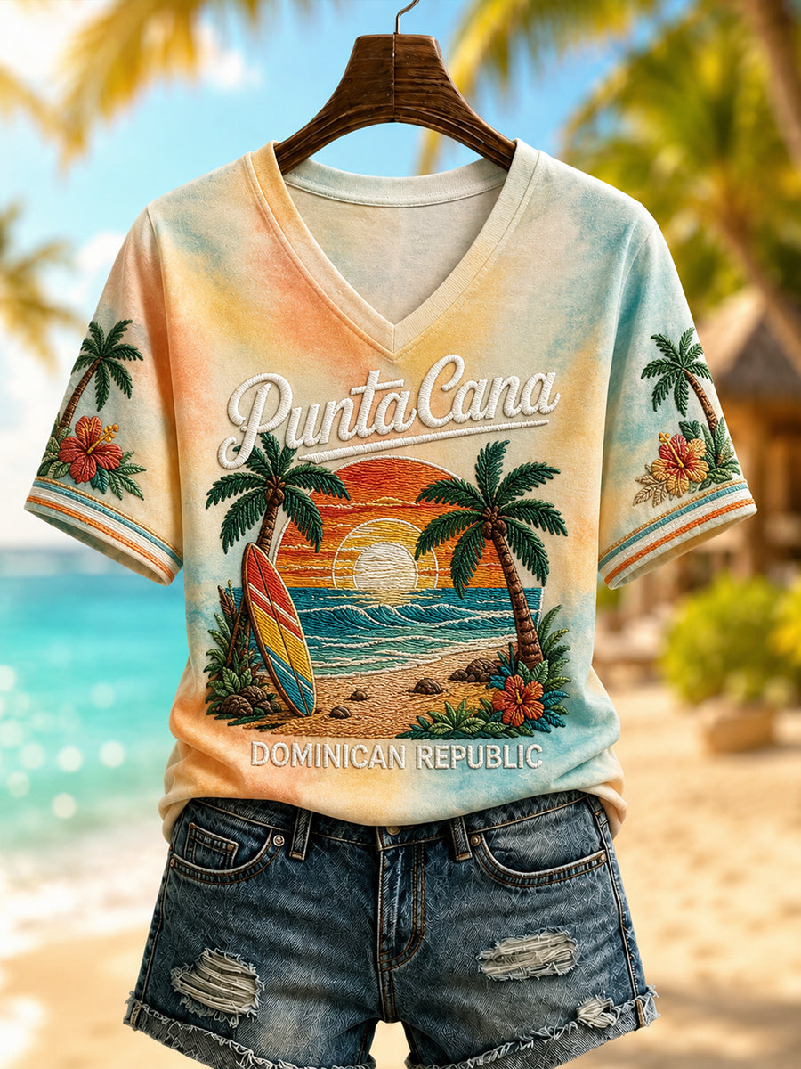 Women's Dominican Republic Beach Vacation Print T-shirt