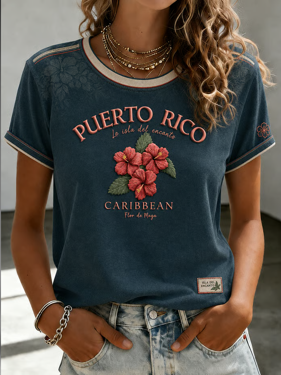 Women's Puerto Rico Printed short-sleeved T-shirt