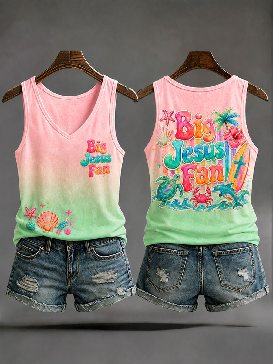 Women's "Big Jesus Fan" Resort-Style Casual Vests