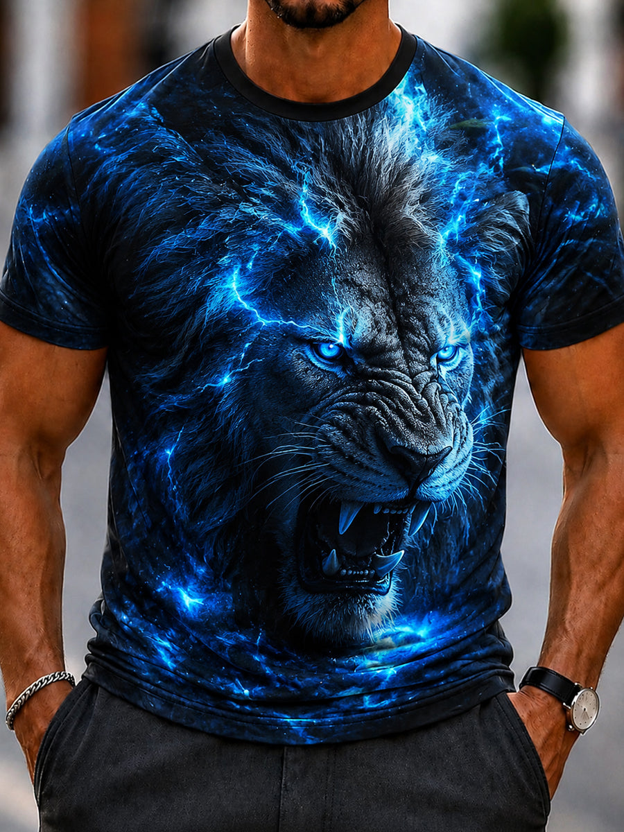 Men's Lightning Lion Casual T-Shirt