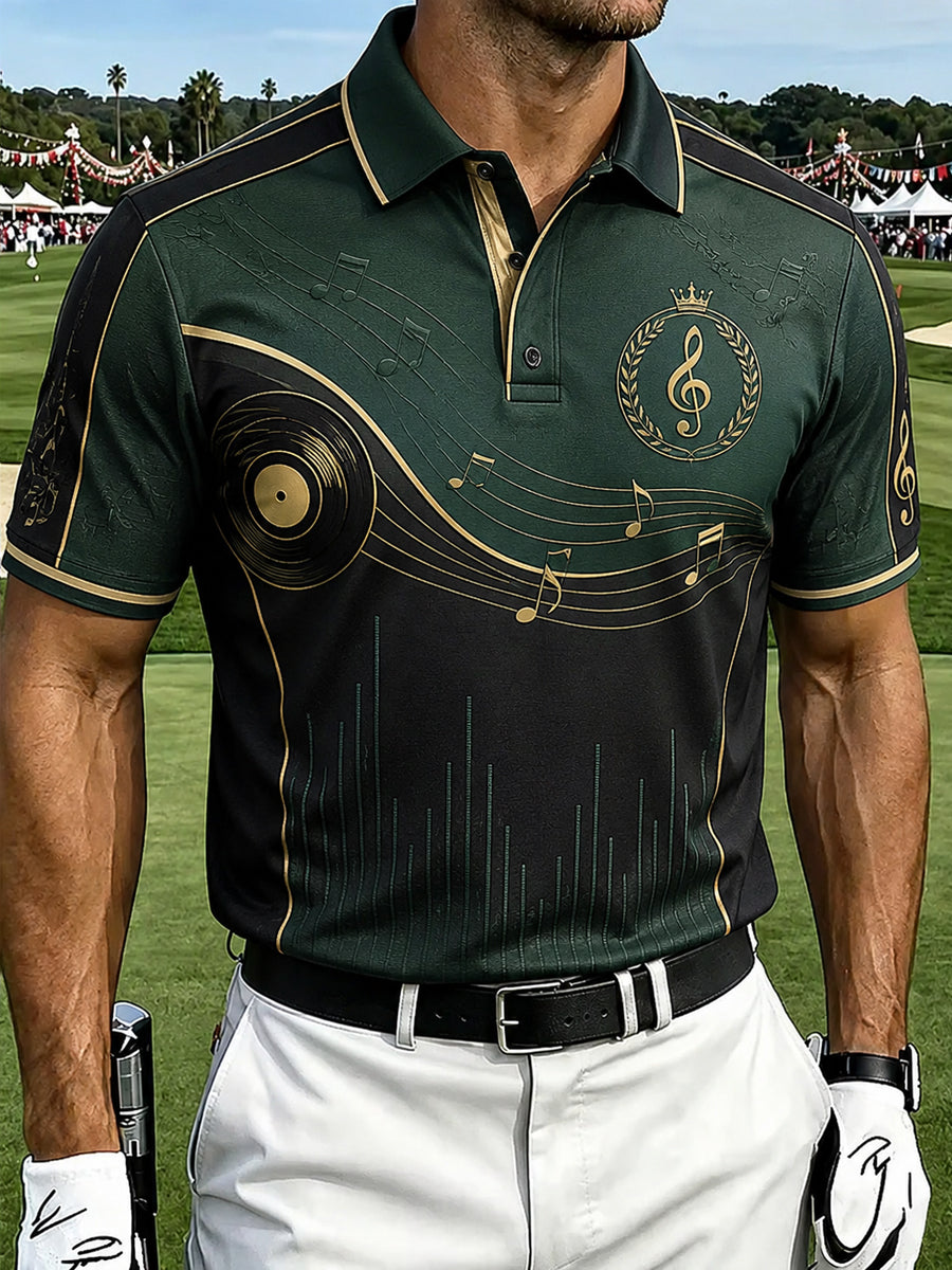 Men's Retro Music Business Casual Polo Shirt