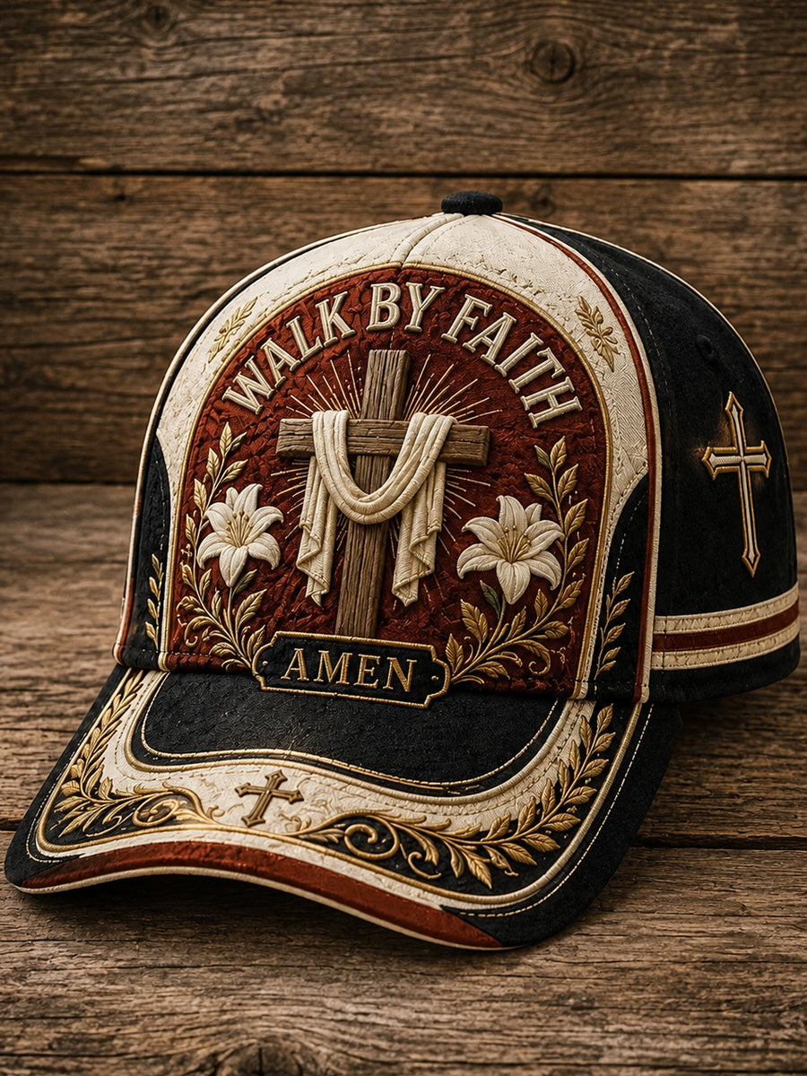 Unisex Christian Cross Print Hat