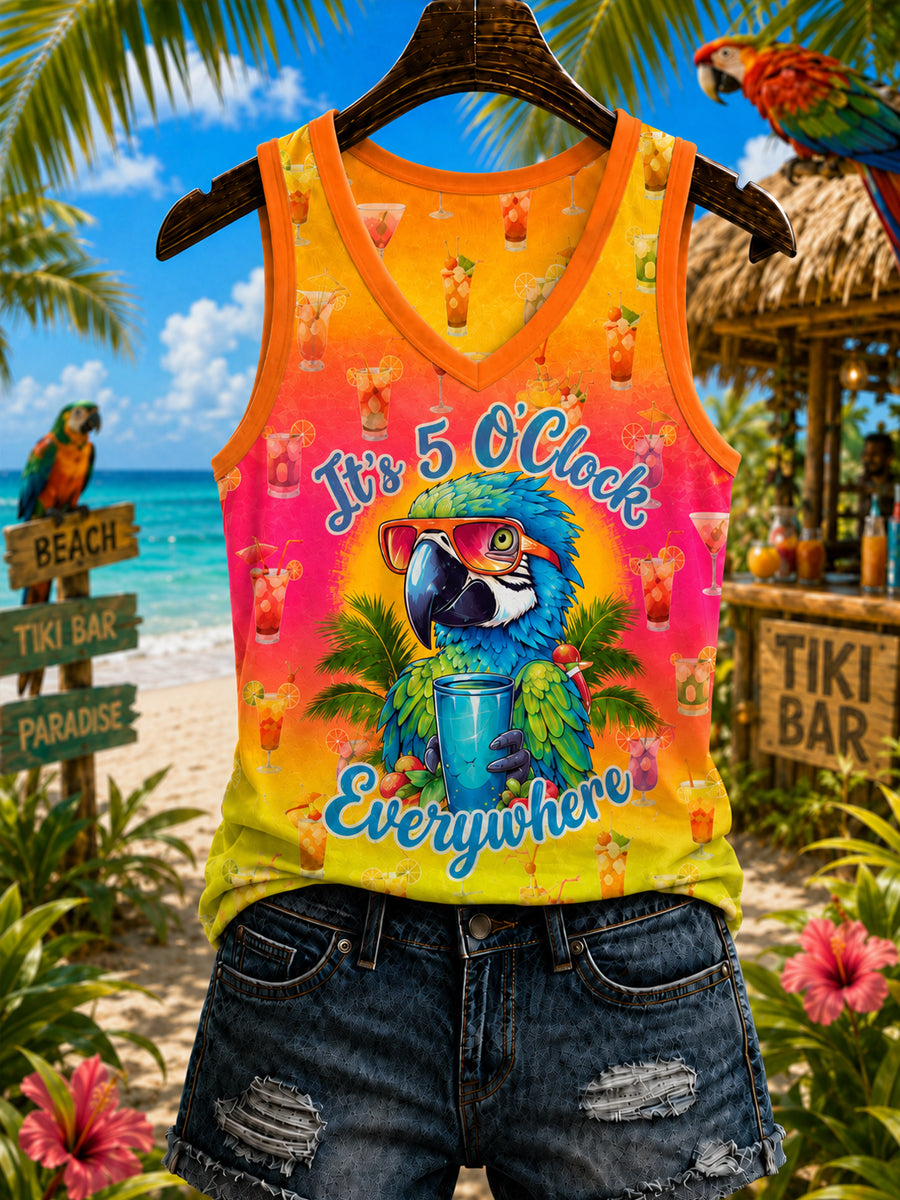 Women's It's 5 O'clock Everywhere Parrot Print Casual Vest
