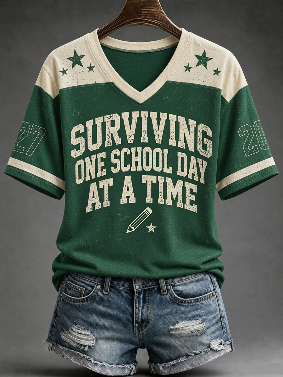 Women’s Back To School Season Print Casual Short-Sleeve T-Shirt