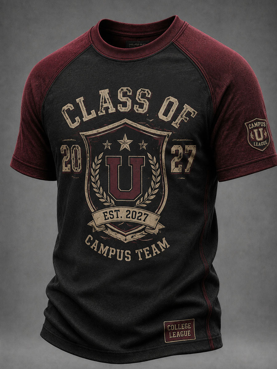 Men’s Back to School Season Printed Casual Short-Sleeve T-Shirt