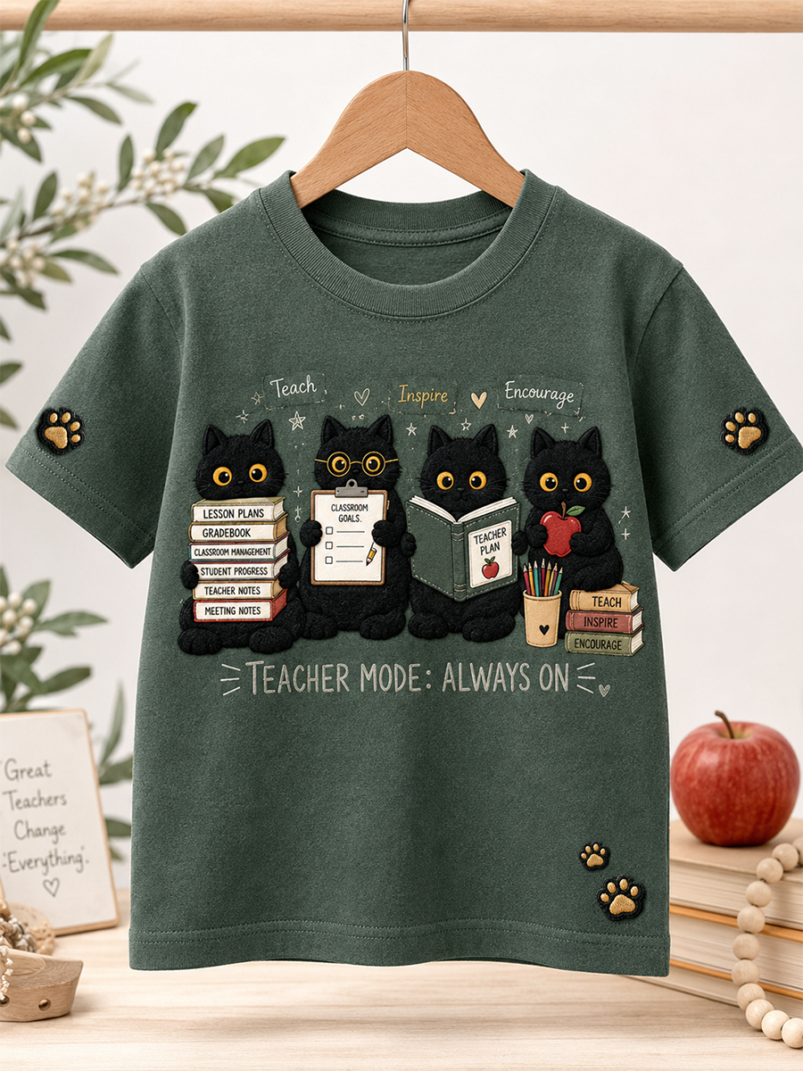 Back-To-School Season Print Short Sleeve T-Shirt